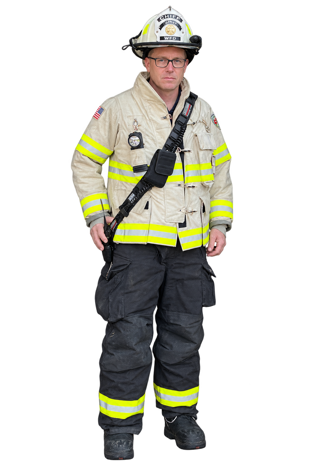 Glen Baker in fire chief turnout gear